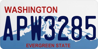 WA license plate APW3285
