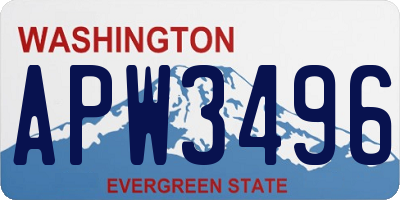 WA license plate APW3496