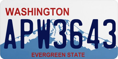 WA license plate APW3643