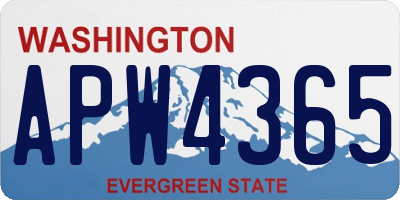 WA license plate APW4365
