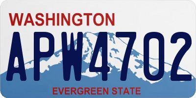 WA license plate APW4702