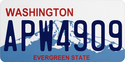 WA license plate APW4909