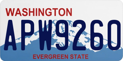 WA license plate APW9260