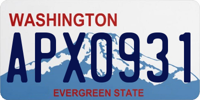 WA license plate APX0931