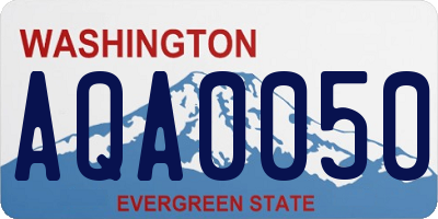 WA license plate AQA0050