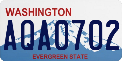 WA license plate AQA0702