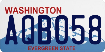 WA license plate AQB058