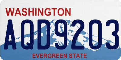 WA license plate AQD9203