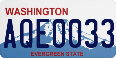 WA license plate AQE0033