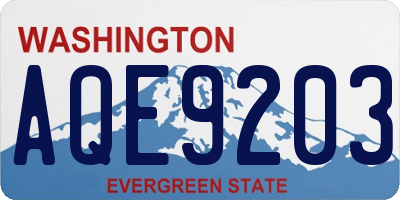 WA license plate AQE9203