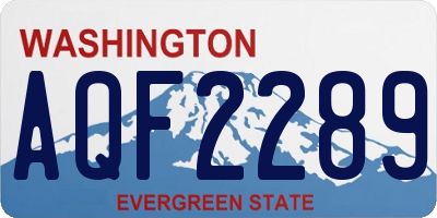 WA license plate AQF2289