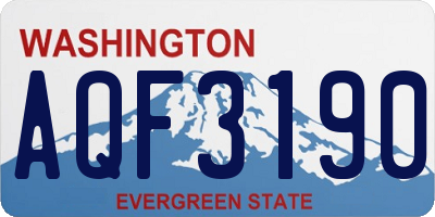 WA license plate AQF3190