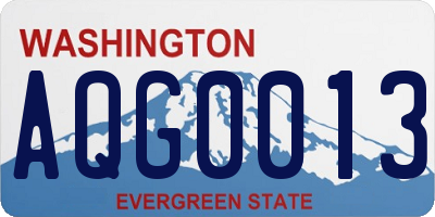 WA license plate AQG0013