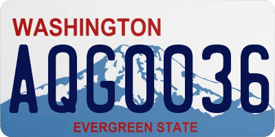 WA license plate AQG0036