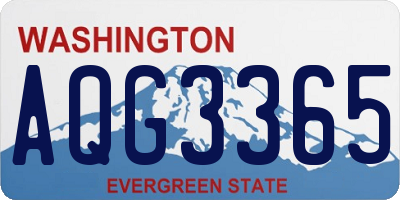 WA license plate AQG3365