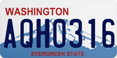 WA license plate AQH0316