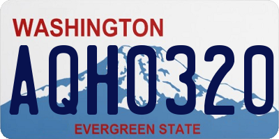 WA license plate AQH0320