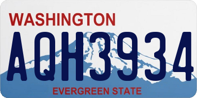 WA license plate AQH3934