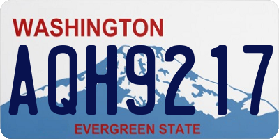 WA license plate AQH9217