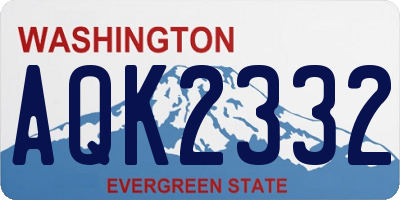 WA license plate AQK2332