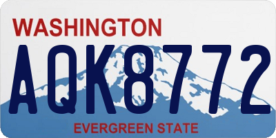 WA license plate AQK8772