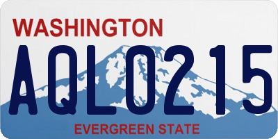 WA license plate AQL0215