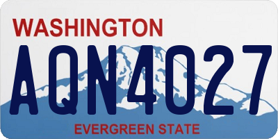 WA license plate AQN4027