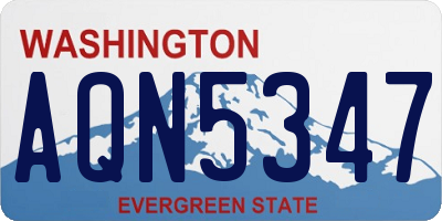 WA license plate AQN5347