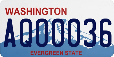 WA license plate AQO0036
