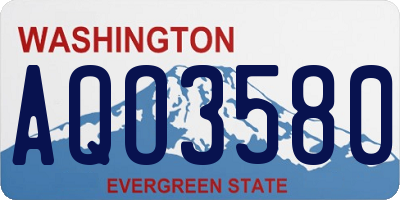 WA license plate AQO3580