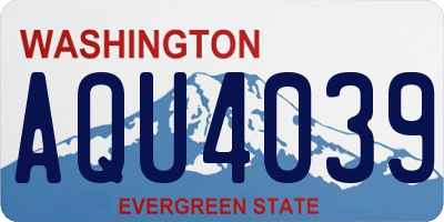 WA license plate AQU4039