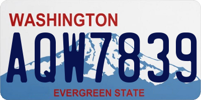 WA license plate AQW7839