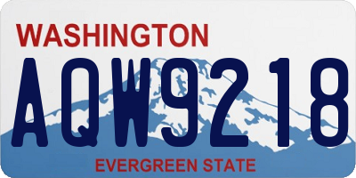 WA license plate AQW9218