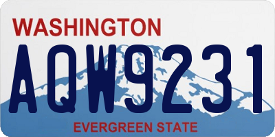 WA license plate AQW9231