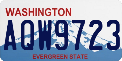 WA license plate AQW9723