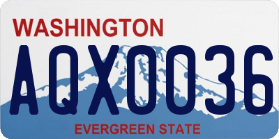 WA license plate AQX0036