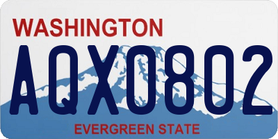 WA license plate AQX0802