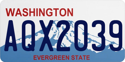 WA license plate AQX2039