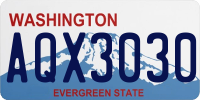 WA license plate AQX3030