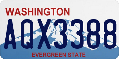 WA license plate AQX3388