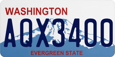 WA license plate AQX3400