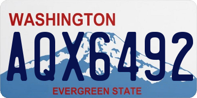 WA license plate AQX6492