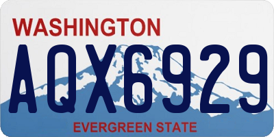 WA license plate AQX6929