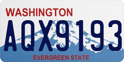 WA license plate AQX9193