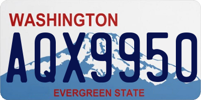 WA license plate AQX9950