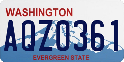 WA license plate AQZ0361