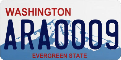 WA license plate ARA0009