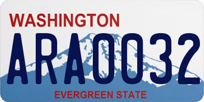 WA license plate ARA0032
