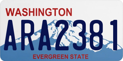 WA license plate ARA2381