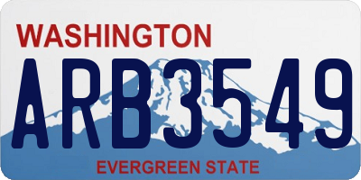 WA license plate ARB3549